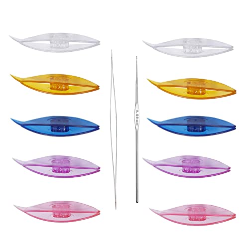 BUTUZE Tatting Shuttle Kit, 10 PCS Plastic Tatting Shuttle with Beading Needles Crochet Hooks Knitting Needles Big Eye Needles Tatting Needles for DIY Hand Lacemaking Craft Tool Weave Yarn Set - Image 1