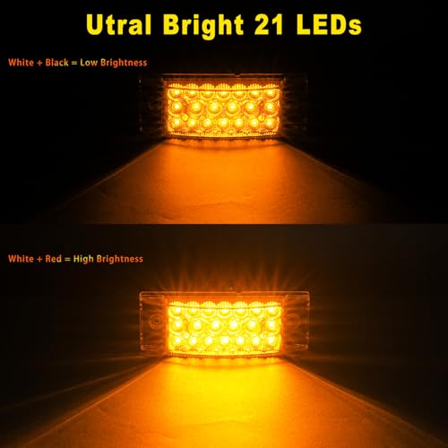PVerandio 2pcs 6 Inch Amber Side Marker Lights 21 LED trailer Turn Signal Lights 6"x2" Rectangle Clearance Lights for Trailer Truck RV Camper Waterproof, 12V - Image 2