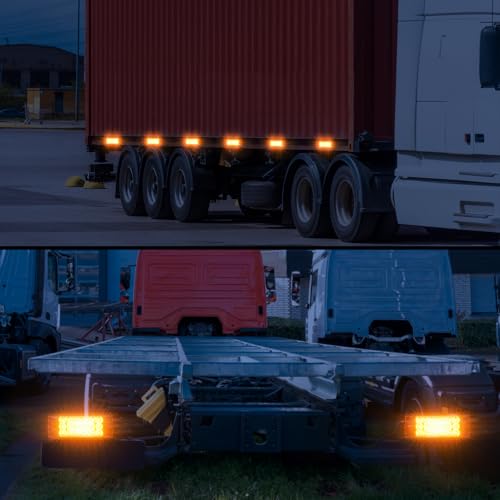 PVerandio 2pcs 6 Inch Amber Side Marker Lights 21 LED trailer Turn Signal Lights 6"x2" Rectangle Clearance Lights for Trailer Truck RV Camper Waterproof, 12V - Image 3