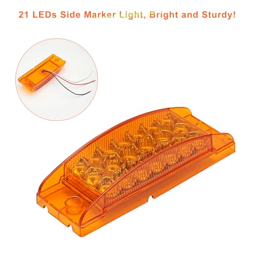 PVerandio 2pcs 6 Inch Amber Side Marker Lights 21 LED trailer Turn Signal Lights 6"x2" Rectangle Clearance Lights for Trailer Truck RV Camper Waterproof, 12V - Image 4