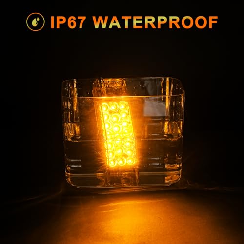 PVerandio 2pcs 6 Inch Amber Side Marker Lights 21 LED trailer Turn Signal Lights 6"x2" Rectangle Clearance Lights for Trailer Truck RV Camper Waterproof, 12V - Image 5