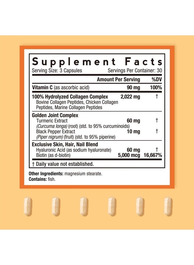 Doctor's Recipes مجمع الكولاجين المتعدد مع الكركم الذهبي، فيتامين C، البيوتين، حمض الهيالورونيك والفلفل الأسود لمكافحة الشيخوخة، البشرة، الشعر، الأظافر والمفاصل، كيتو، 90 كبسولة - Image 2