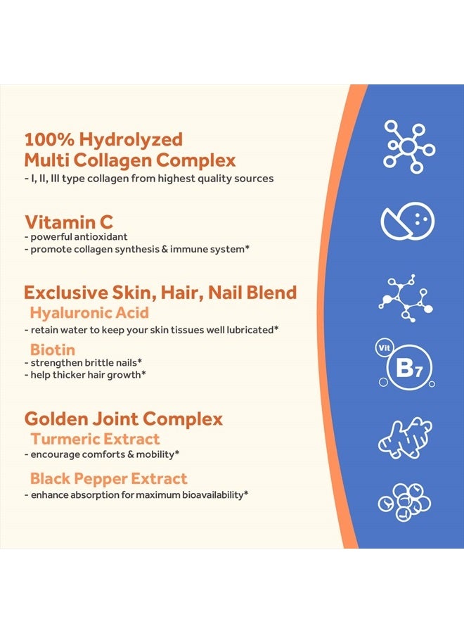 Doctor's Recipes مجمع الكولاجين المتعدد مع الكركم الذهبي، فيتامين C، البيوتين، حمض الهيالورونيك والفلفل الأسود لمكافحة الشيخوخة، البشرة، الشعر، الأظافر والمفاصل، كيتو، 90 كبسولة - Image 4