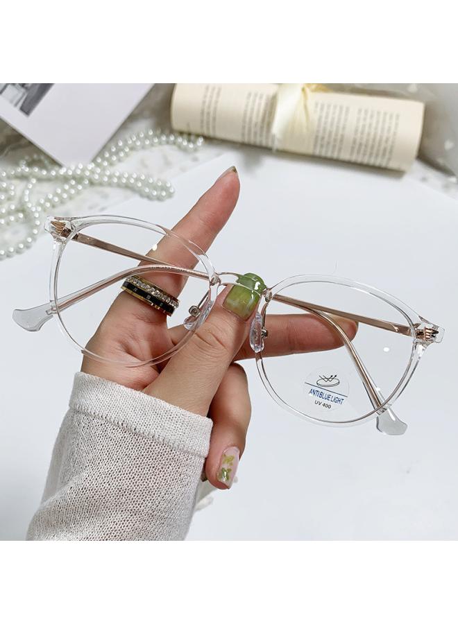 Generic Strict Selection Fashion Anti-blue Light Glasses Internet Celebrity Plain Cold Brown Plain Glasses Oval Student Finished Myopia Glasses 