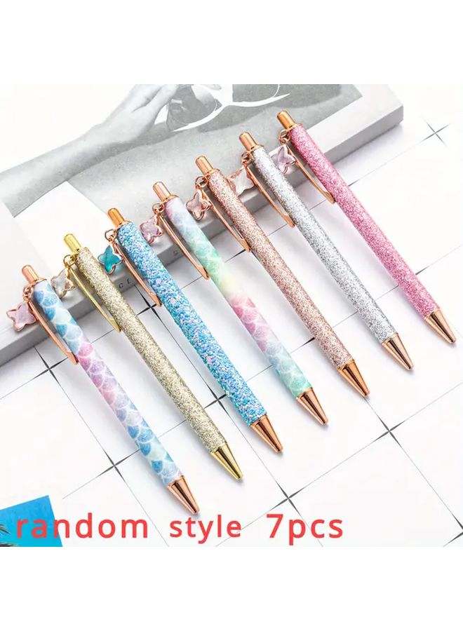 Golden Powder Push Ballpoint Pens 7 Random Styles Four Leaf Clover Accessories - Image 1