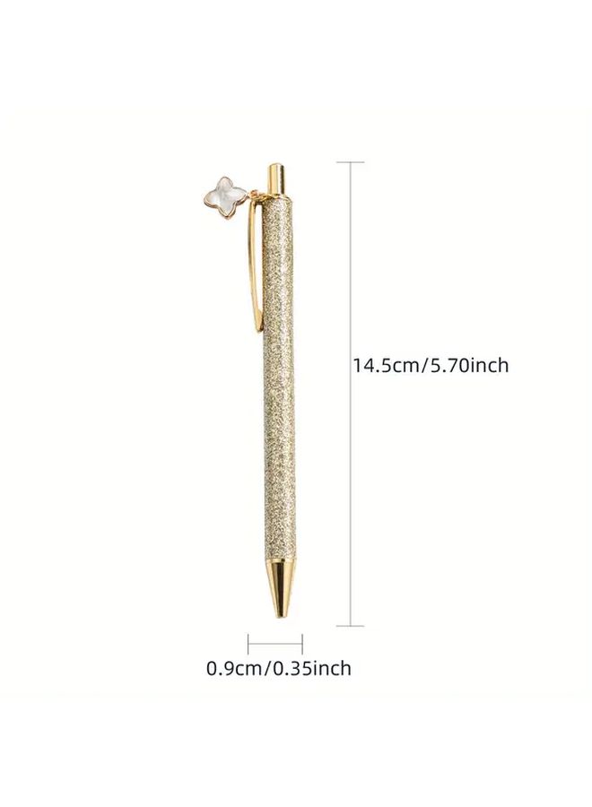 Golden Powder Push Ballpoint Pens 7 Random Styles Four Leaf Clover Accessories - Image 5