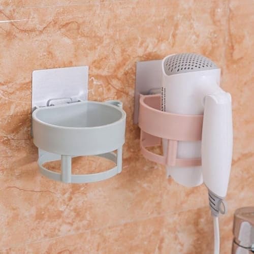 GTC Bathroom, Salon Hair Dryer Holder Rack with Vacuum Suction Cup Wall Mount Round Hairdryer Stand Bathroom Organizer (Color May Very (811-27) - Image 4