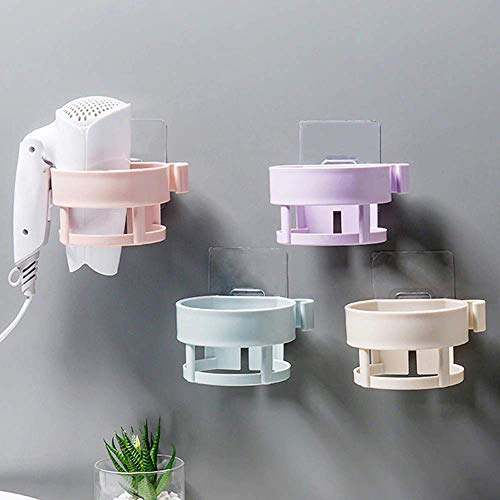 GTC Bathroom, Salon Hair Dryer Holder Rack with Vacuum Suction Cup Wall Mount Round Hairdryer Stand Bathroom Organizer (Color May Very (811-27) - Image 2
