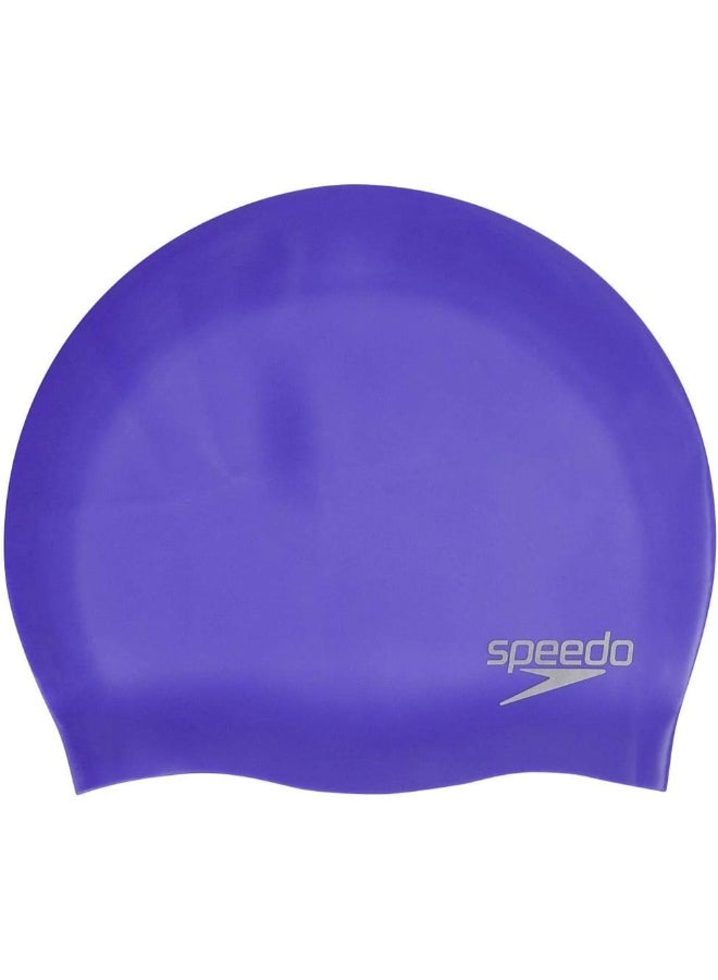 Speedo Plain Moulded Silicone Junior Swim Cap - Blue - Image 4