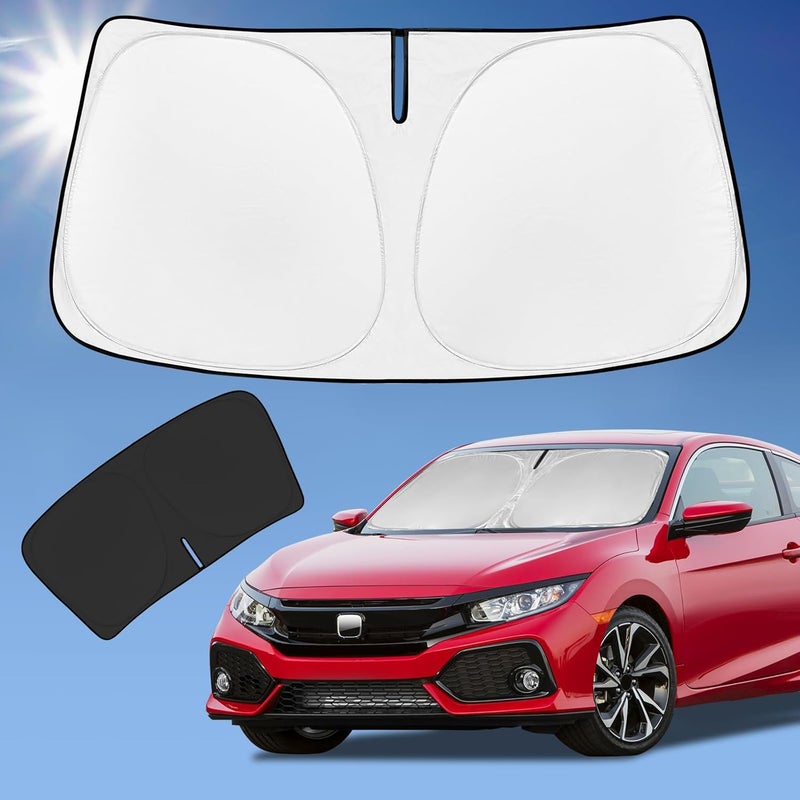 ZOIBV for Honda Civic 2016-2021 Sun Shade Sunshade Windshield Cover, 4-Layer Front Window Shade Custom Fit Civic Sedan, Coupe, Hatchback, LX, EX, EX-L, Sport,Touring, Si Sun Visor 240T Shade - Image 1