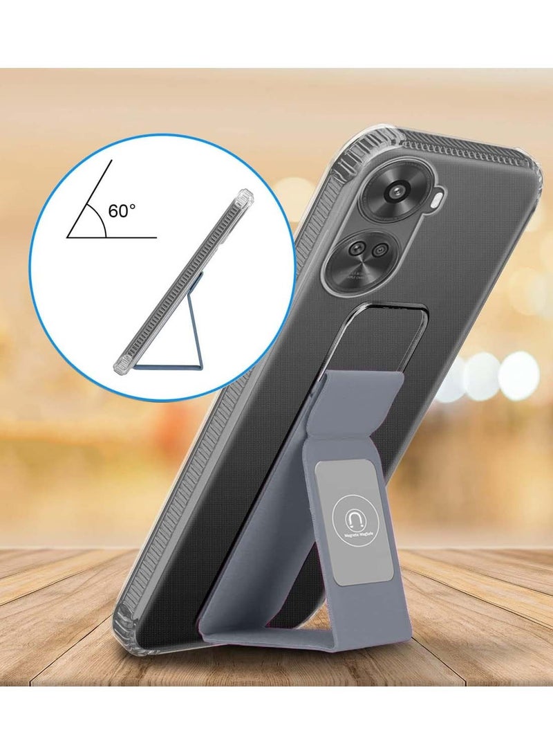 Wtech PU Leather Hand Strap Grip Holder Stand Case Cover For Huawei Nova 10 SE Grey - Image 2