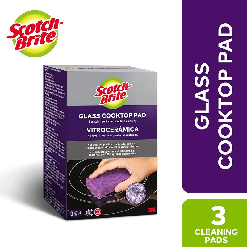 Scotch Brite Glass Cooktop Pad, 1 piece/pack | Scratch and chemical free cleaning | For Glass Stovetops | Tackle Burnt-On Messes | Cleans With Just Water | Kitchen sponge | Scrub - Image 2