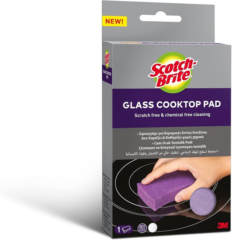 Scotch Brite Glass Cooktop Pad, 1 piece/pack | Scratch and chemical free cleaning | For Glass Stovetops | Tackle Burnt-On Messes | Cleans With Just Water | Kitchen sponge | Scrub - Image 1