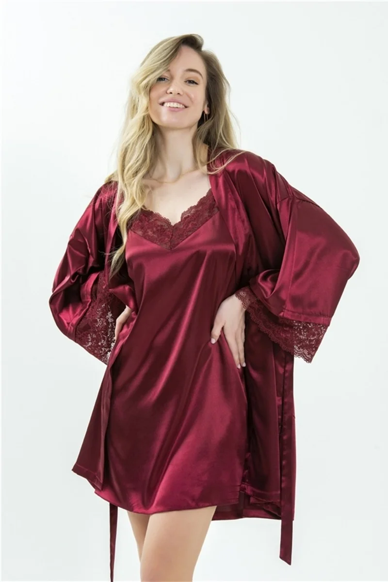 ماجيك فورم 37430 - Crepe Satin Lace Dressing Gown