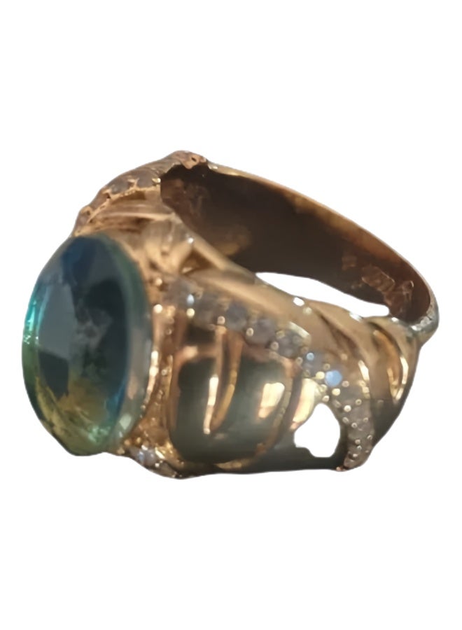 LumiArk Vintage Gold - Tone Ring with Blue Gemstone - Image 4