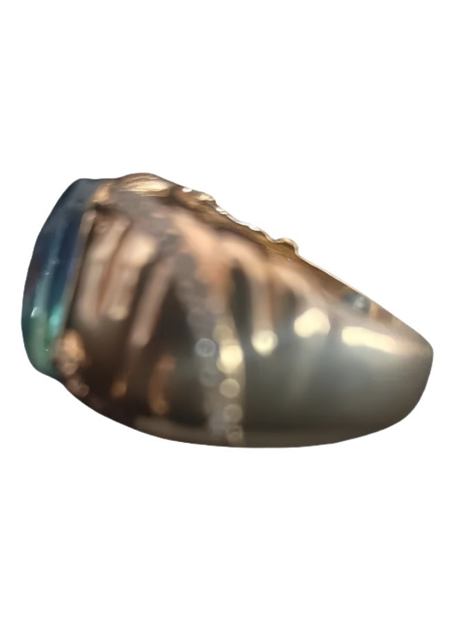 LumiArk Vintage Gold - Tone Ring with Blue Gemstone - Image 2