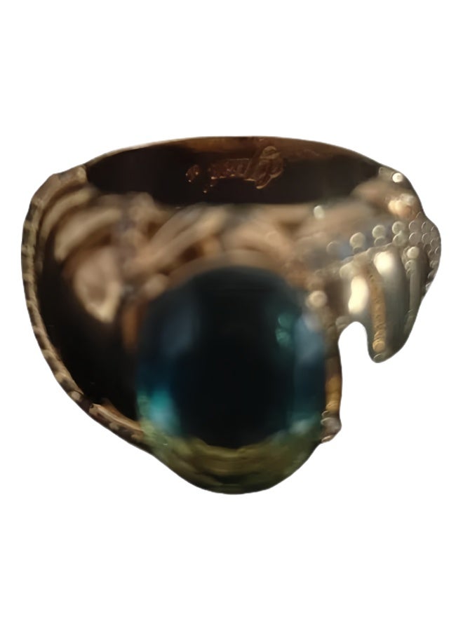LumiArk Vintage Gold - Tone Ring with Blue Gemstone - Image 3