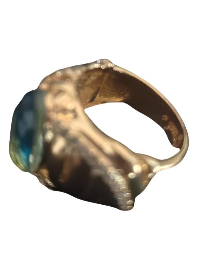 LumiArk Vintage Gold - Tone Ring with Blue Gemstone - Image 5