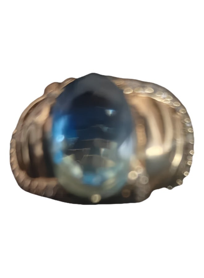 LumiArk Vintage Gold - Tone Ring with Blue Gemstone - Image 1