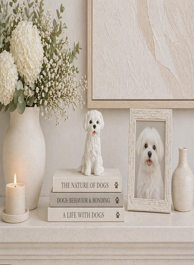 JFSM INC. 3.5" Maltese Puppy Dog Figurine – Realistic Resin Dog Statue, Maltese Lover Gifts for Home Decor, Desktop Office Display, or Wedding Cake Toppers - Image 2