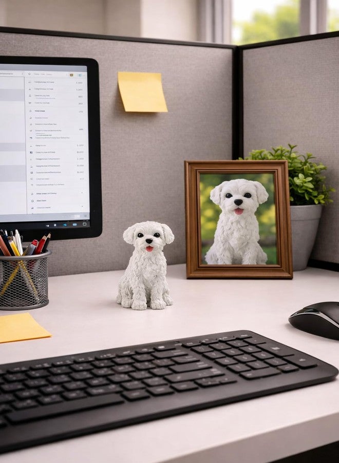 JFSM INC. 3.5" Maltese Puppy Dog Figurine – Realistic Resin Dog Statue, Maltese Lover Gifts for Home Decor, Desktop Office Display, or Wedding Cake Toppers - Image 4