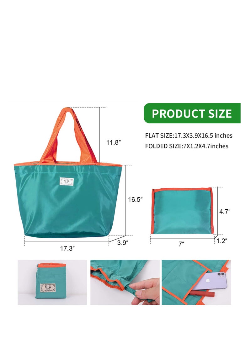 SYOSI Foldable Reusable grocery bags,Folding Shopping Tote Bag Fits in Pocket,Cloth Bags Lightweight Strong  - Image 2