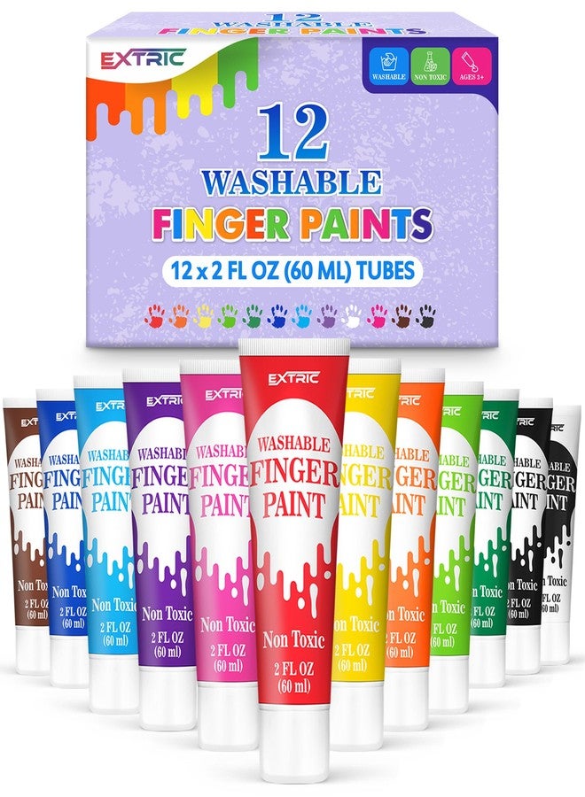 EXTRIC Washable Finger Paint for Toddlers 1-3 - 12 Colors Washable Paint for Kids, Non Toxic Toddler Paints, 2 fl oz Tubes, Tempera Paints for Kids, Crafts & Finger Painting - Ages 1-8 - Image 1