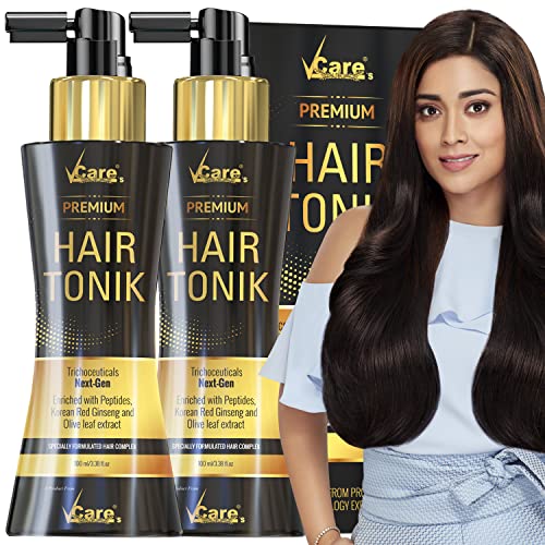 VCare Day Night Hair Tonic For Men & Women with Castor Oil and Olive Leaf Extract-Best Scalp Serum for All Hair Type-Prevents Hair Fall & Strengthens Hair Stimulates 200ml(Pack of 2) - Image 1