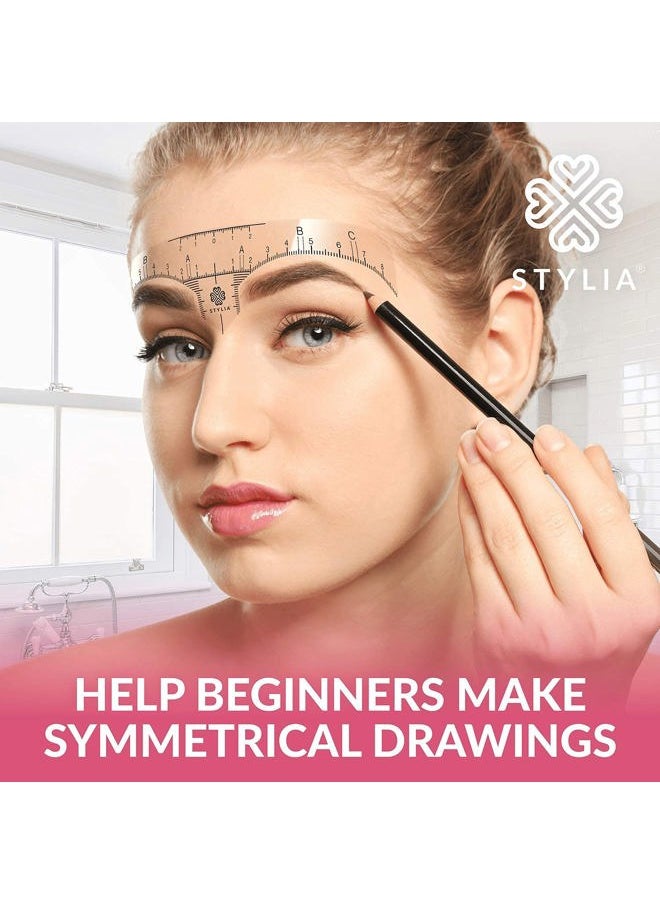 Stylia - Eyebrow Stencil Kit for Women – 100 Pack, Precision Brow Mapping Tool for Shaping, Best Eyebrow Stencils for Older Women & Beginners, Strong Adhesive, Universal Fit, Reusable Brow Templates - Image 1