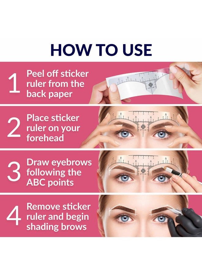 Stylia - Eyebrow Stencil Kit for Women – 100 Pack, Precision Brow Mapping Tool for Shaping, Best Eyebrow Stencils for Older Women & Beginners, Strong Adhesive, Universal Fit, Reusable Brow Templates - Image 1