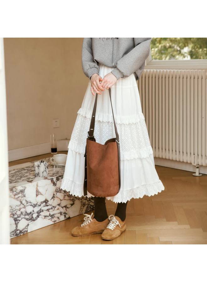 Olrain White Cake Skirt Women's Autumn New Slim Fit Versatile Mid-length Skirt White XL