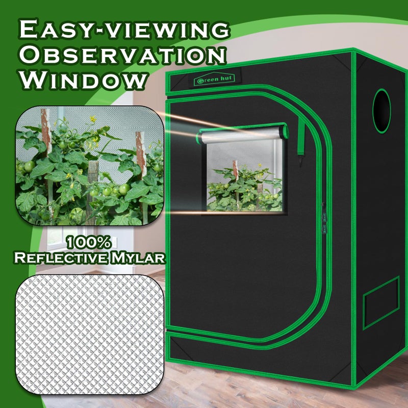 Green Hut Indoor Grow Tent 48"x24"x60" 600D Mylar Hydroponic for Indoor Plant Tent with Observation Window and Removable Floor Tray 4x2 - Image 4