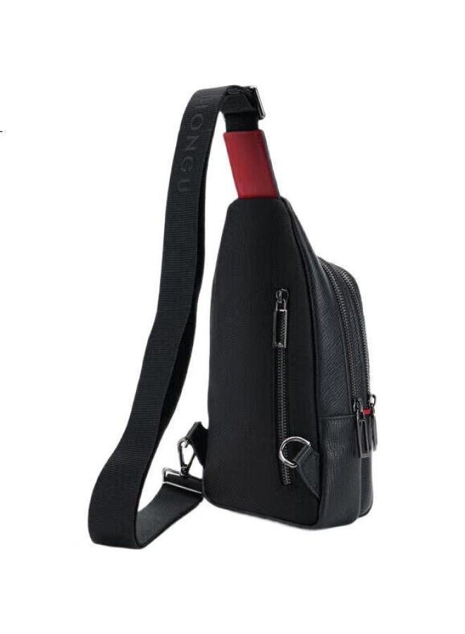 Hongu Chest Bag For Men, Crossbody Chest Bag, Retro Casual Large Capacity Men'S Bag, Top-Grain Leather Shoulder Bag, H5265152 Jet Black, New Year Gift, Birthday Present For Boyfriend, Husband, Lover [Practical And Thoughtful Birthday Gift For Boyfriend, Husband, Lover] - Image 2