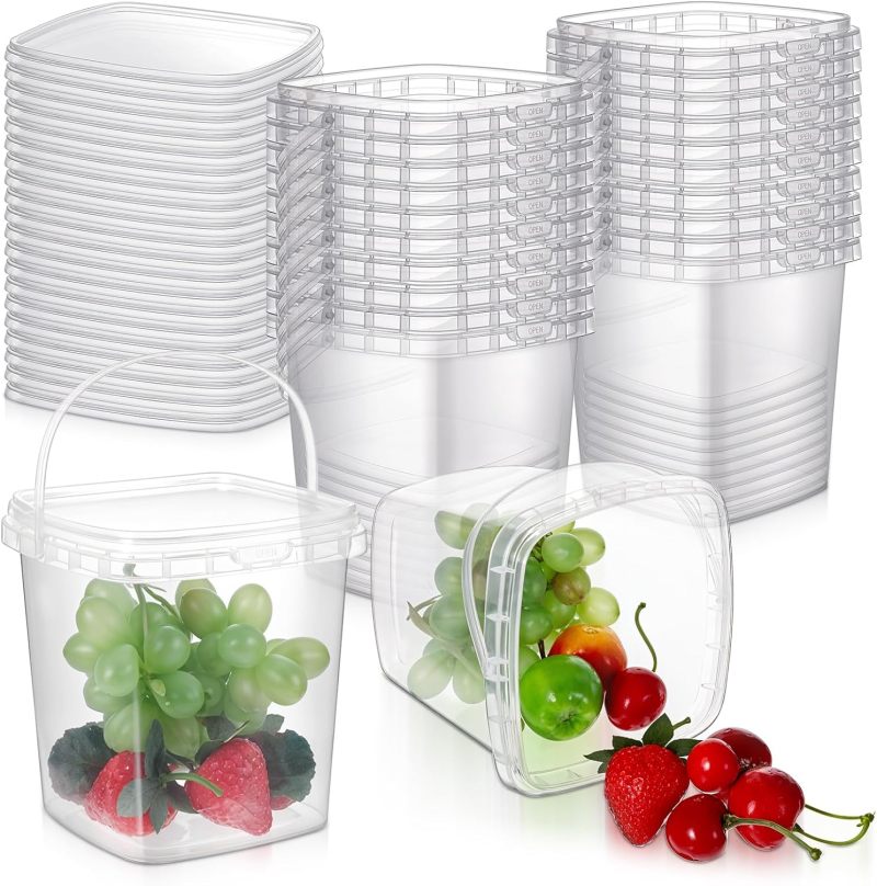 Airtight Food Storage Containers: Transparent Square Design - Reusable Food Prep Containers for Kitchen Pantry Organization - Image 1
