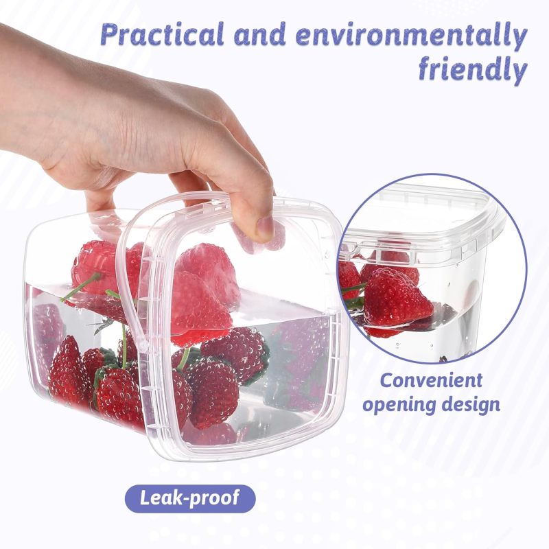 Airtight Food Storage Containers: Transparent Square Design - Reusable Food Prep Containers for Kitchen Pantry Organization - Image 4
