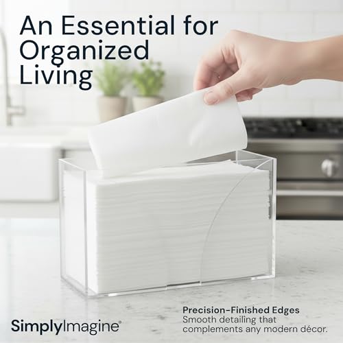 SimplyImagine Countertop Napkins Holder Dispenser - Pack of 1, Clear Acrylic - Space-Saving Organization & Bathroom Accessories - Acrylic & Paper Towel Organizer - Image 4
