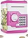 PLAYSHEEK Piggy Bank for Girls Boys Large Electronic Money Coin Banks with Password Protection Automatic Paper Money Scroll Saving Box Great Gift for Kids PinkWhite - Image 2