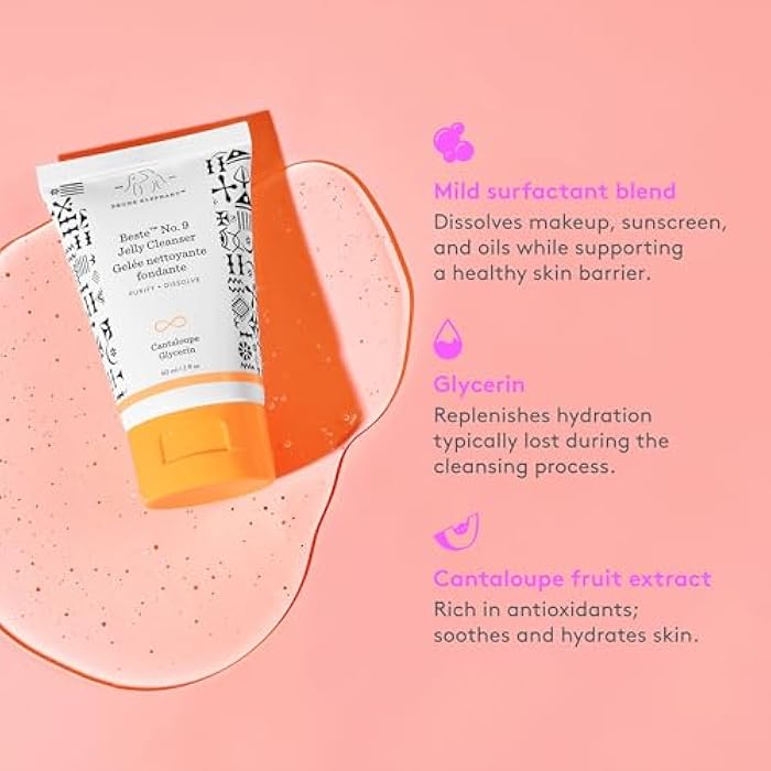 Drunk Elephant Beste No. 9 Jelly Cleanser - 60 ml/2 fl oz - Travel-Size Gel Face Wash - Clean Clinical Skincare - Cruelty-Free - Dermatologist-Tested - Free of Essential Oils, Silicones, and Fragrance - Image 4