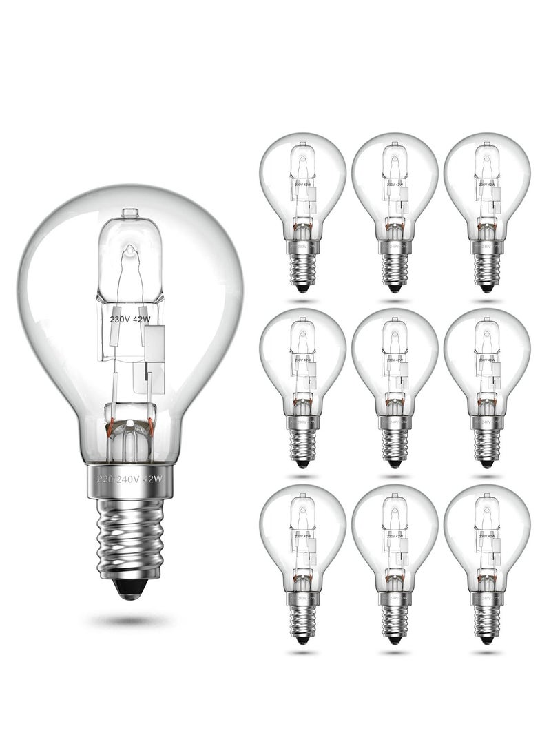 Generic - E14 Halogen Golf Ball Bulb Dimmable, 42W G45 Small Edison Screw Globe Light Bulb 240V Classic Mini Globes Clear Round Light Bulbs Warm White 2700K (10-Pack ) - Image 1