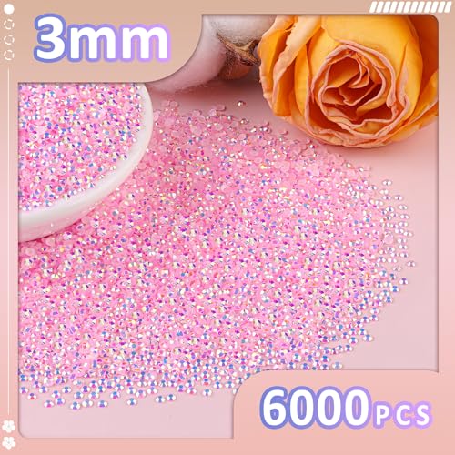 TINKRSTUFF 6000Pcs 3mm Resin Jelly Rhinestones with 1Pcs 10ml B7000 Jewelry Glue for Crafting, Light Pink AB Flatback Gems, Bedazzling Crystal Bulk for DIY Crafts Clothing Tumblers Shoes Nail Art Fabric - Image 2