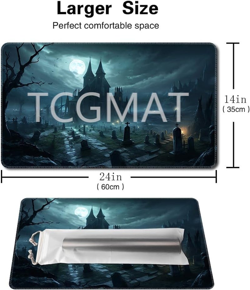 TCGMAT MTG Playmat Size 24x14in Free Storage Bags NonSlip Backing Ideal for Card Game Enthusiasts TCG Playmat A Spooky PlaceNo Deck - Image 5