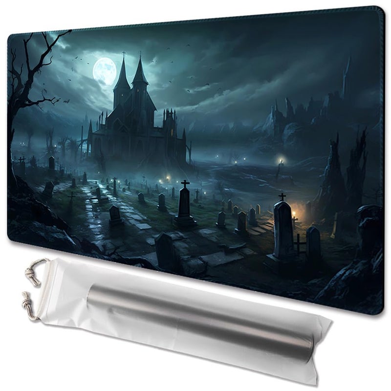 TCGMAT MTG Playmat Size 24x14in Free Storage Bags NonSlip Backing Ideal for Card Game Enthusiasts TCG Playmat A Spooky PlaceNo Deck - Image 3