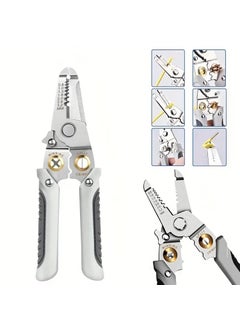 AAOVEFOX 6 in 1 Multifunctional Wire Stripper Tool For Electrician Mechanical Cable Stripping Pliers Stainless Steel Mini pocket Repair Tool Wire Looping with Security Locks  - Image 1