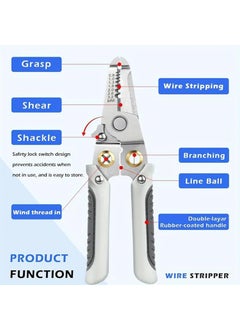 AAOVEFOX 6 in 1 Multifunctional Wire Stripper Tool For Electrician Mechanical Cable Stripping Pliers Stainless Steel Mini pocket Repair Tool Wire Looping with Security Locks  - Image 3