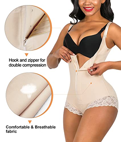 SHAPERX Women's Fajas Colombianas Shapewear Postpartum Tummy Control Body Shaper Butt Lifter Bodysuit,SZ7200-Beige-XL - Image 3