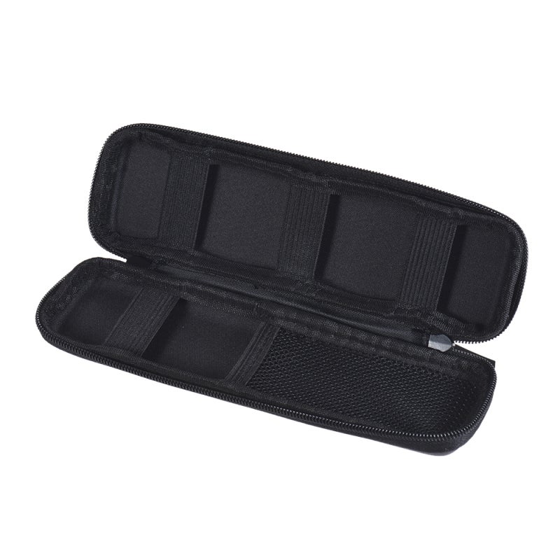 Hard Shell Case: Compact Black With Dot Pattern, Zippered Design, Secure Mesh Pocket & Elastic Strap - Portable Storage Organizer for Fountain Pens, Makeup Brushes, Earphones, USB Cables - Image 3
