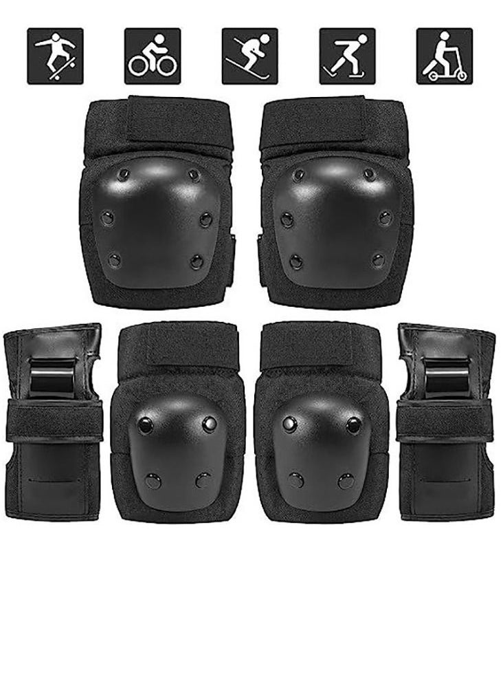 Sports 6-piece Protective Gear Set Cycling Skates Scooter protective gear (Black)  - Image 1