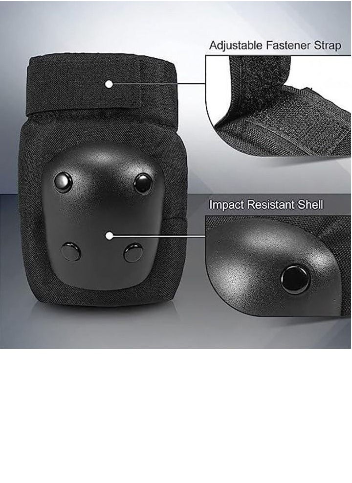 Sports 6-piece Protective Gear Set Cycling Skates Scooter protective gear (Black)  - Image 3