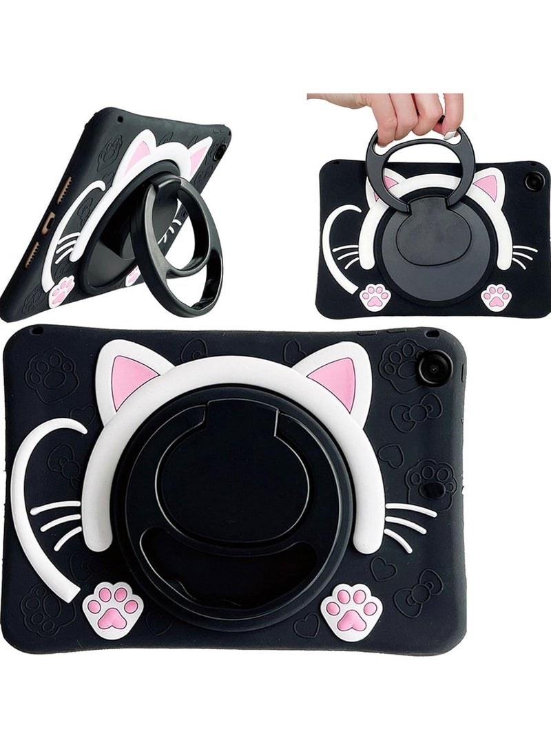 VKL Case Compatible with Samsung Galaxy Tab A9 8.7 Inch 2023 Cover, Cute Cat Kids Case with 360° Rotating Handle Kickstand Shockproof Rugged Heavy Duty Kids Friendly Tablet Cover, Black - Image 1