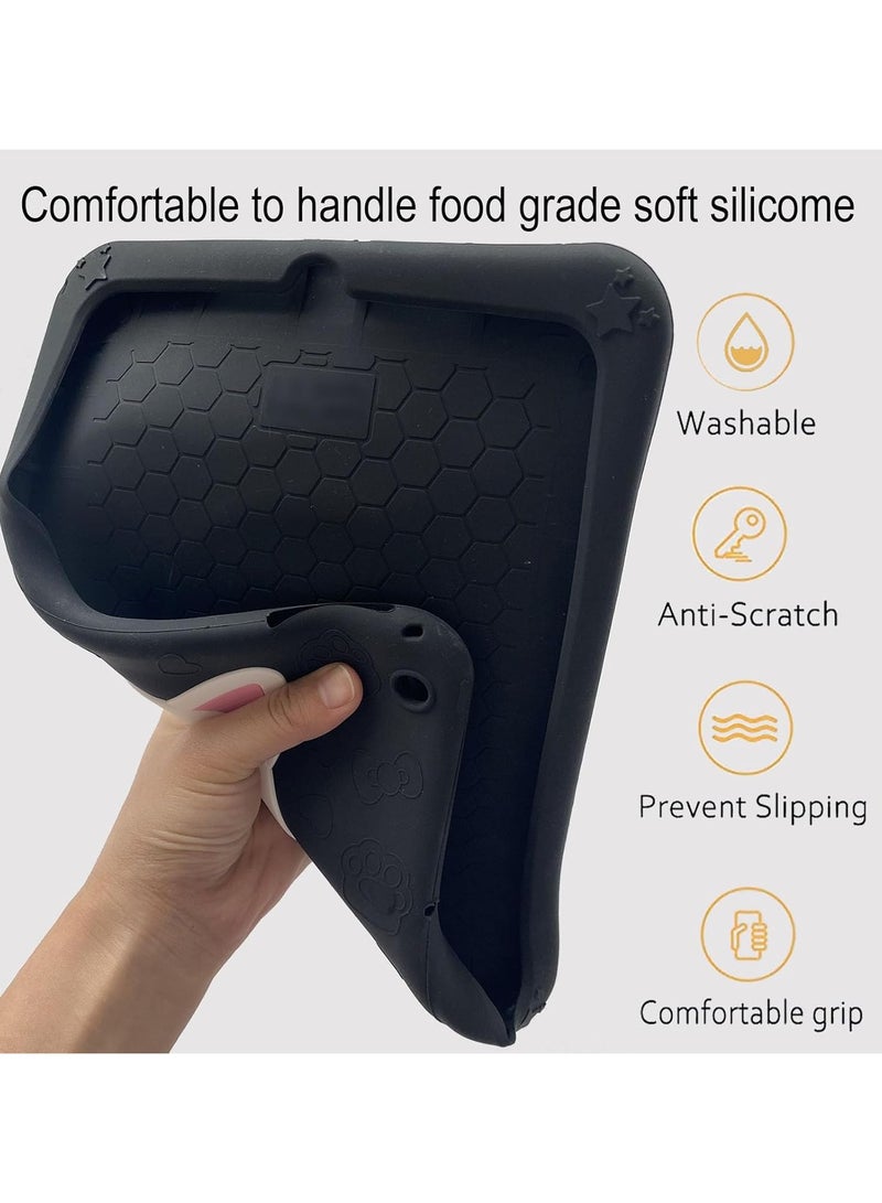 VKL Case Compatible with Samsung Galaxy Tab A9 8.7 Inch 2023 Cover, Cute Cat Kids Case with 360° Rotating Handle Kickstand Shockproof Rugged Heavy Duty Kids Friendly Tablet Cover, Black - Image 5